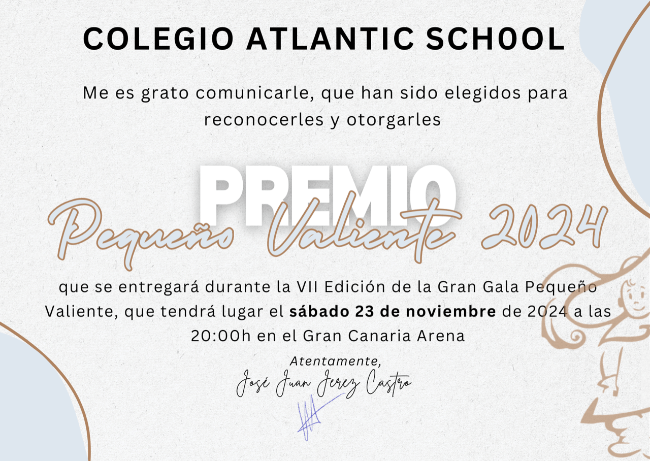 Atlantic School recibe el premio Pequeño Valiente 2024